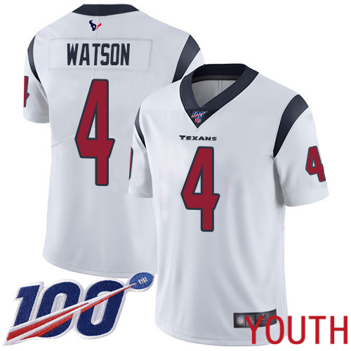 Houston Texans Limited White Youth Deshaun Watson Road Jersey NFL Football 4 100th Season Vapor Untouchable